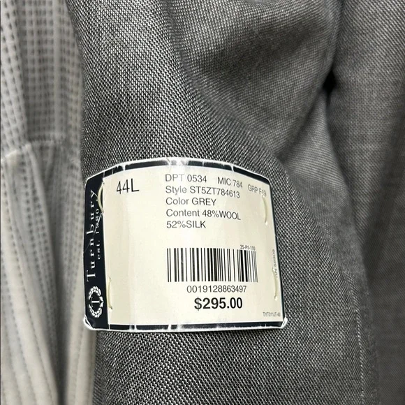 Turnbury Blazer Men Size 44 L Gray Sport Coat Notched Lapel Silk Wool Structured - Picture 4 of 12